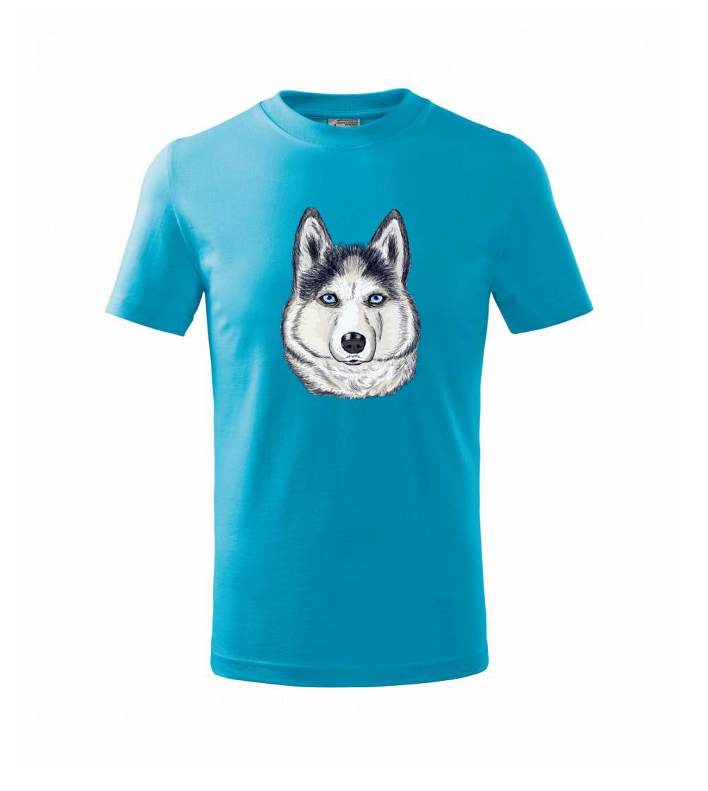 Tričká s motívom Sibírsky husky - Husky hlava - kreslený - Tričko detské bavlnené