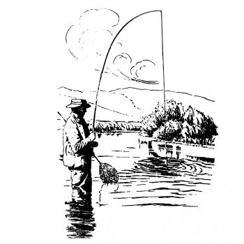 Kreslený rybár s podberákom Kreslený rybár s podberákom