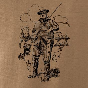 Kreslený rybár s úlovkom