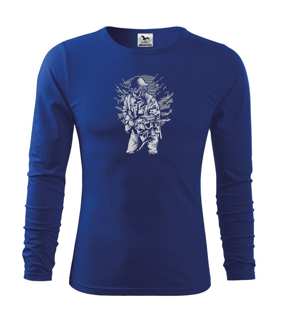 Vojenská tričká s potlačou - Steampunk Style Soldier - Tričko detské Long Sleeve