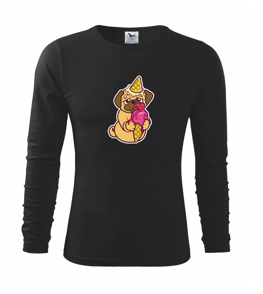 Mops na tričku - Mops a zmrzlina - Tričko detské Long Sleeve