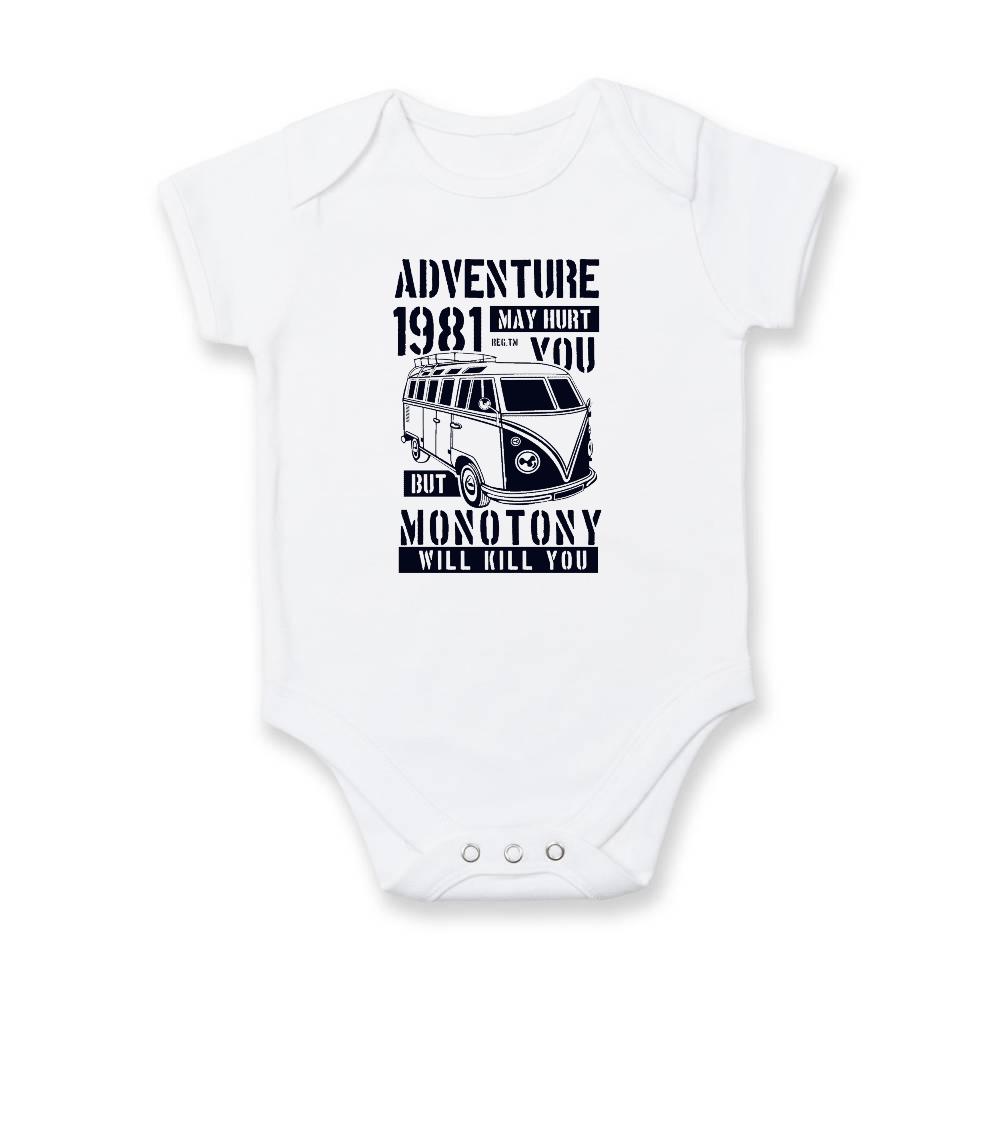 Trička pre cestovateľov - Adventure May Hurt You - Body dojčenské s krátkym rukávom
