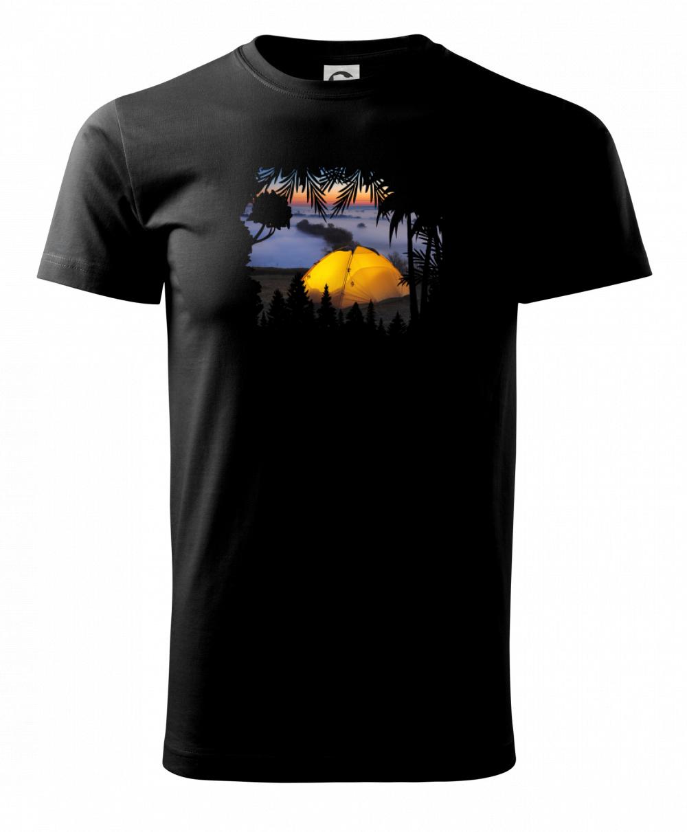 Trička na kempovanie - Stan v lese - fotka - Tričko extra veľké  (5-8XL)