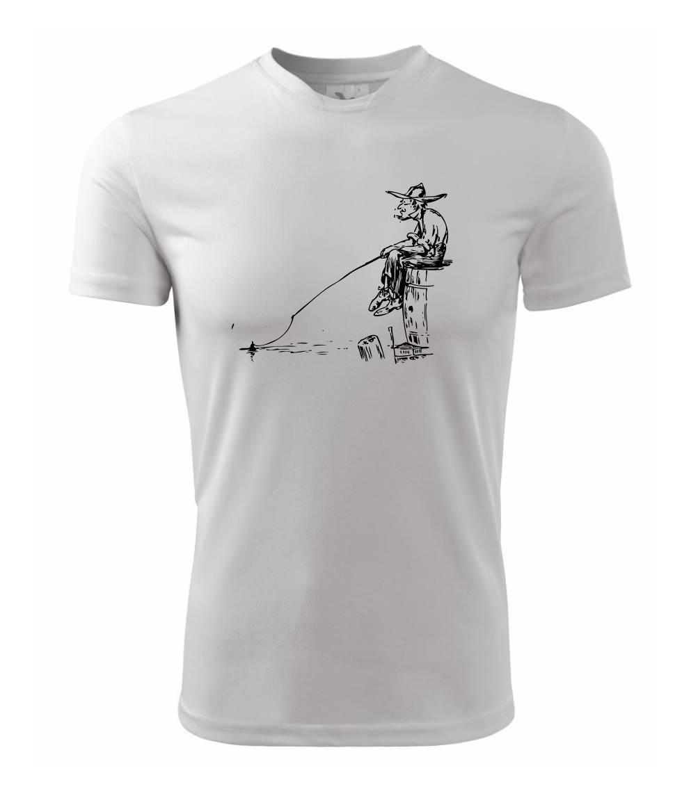 Kreslený rybár na pni Kreslený rybár na pni