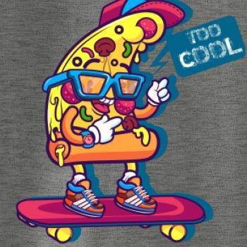 Pizza slice with skateboard