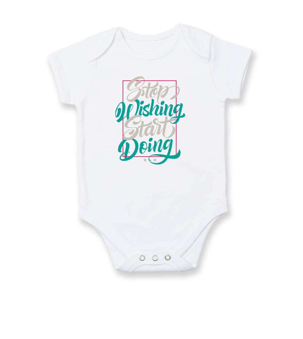 Ostatné nápisy - Stop wishing start doing obdĺžnik - Body dojčenské s krátkym rukávom