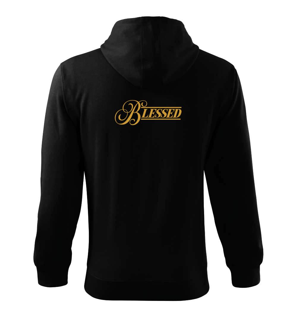 Blessed zlatý nápis - Mikina s kapucňou na zips trendy zipper