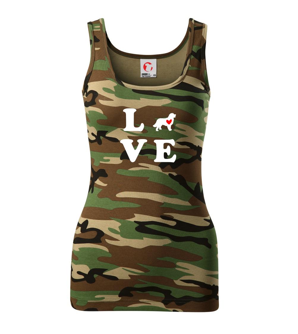 Bernský salašnícky pes na tričku - Bernský salašnícky pes love - Maskáčové tielko