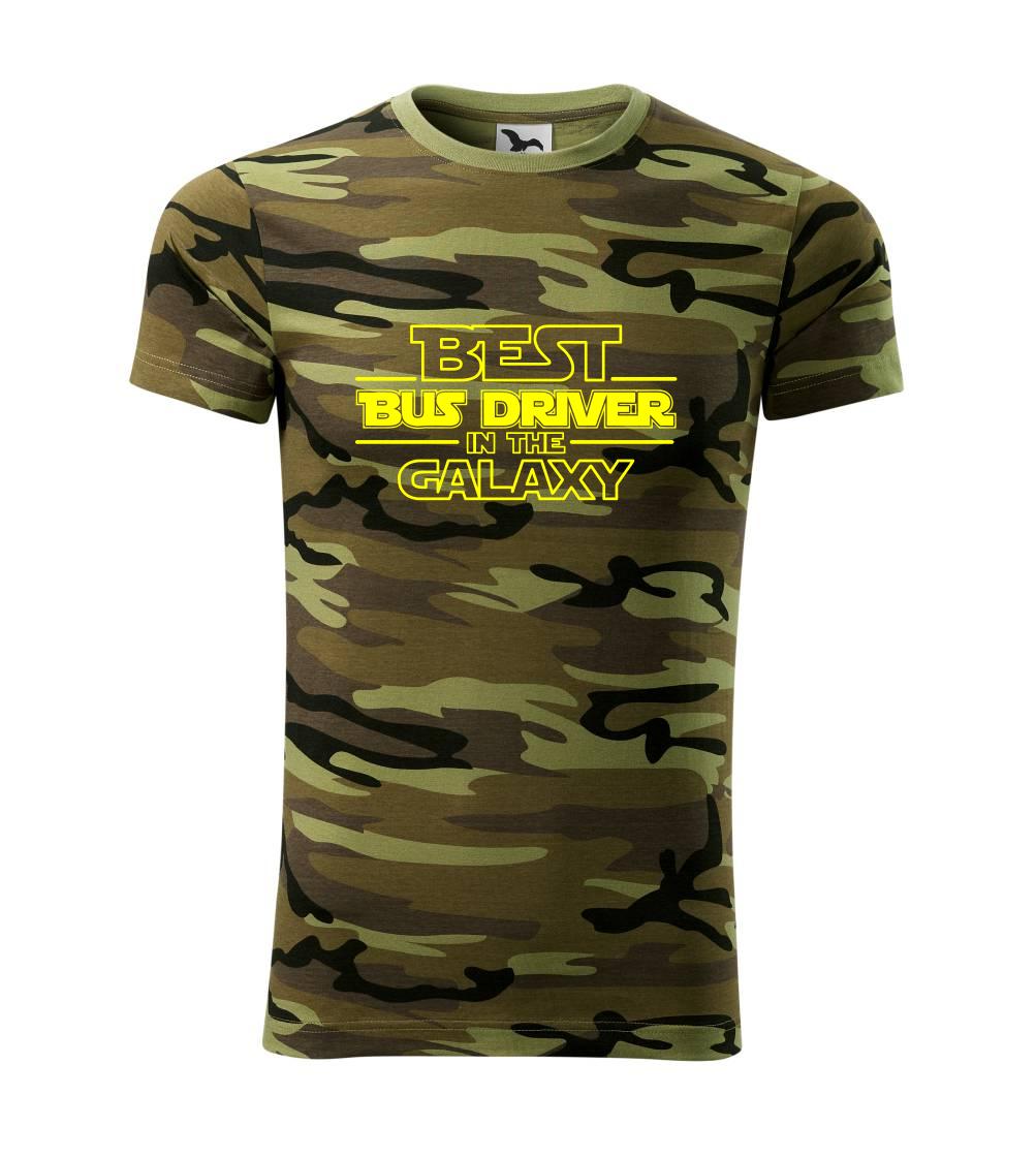 Tričká s vlakmi a autobusmi - Best bus driver in galaxy - Army CAMOUFLAGE
