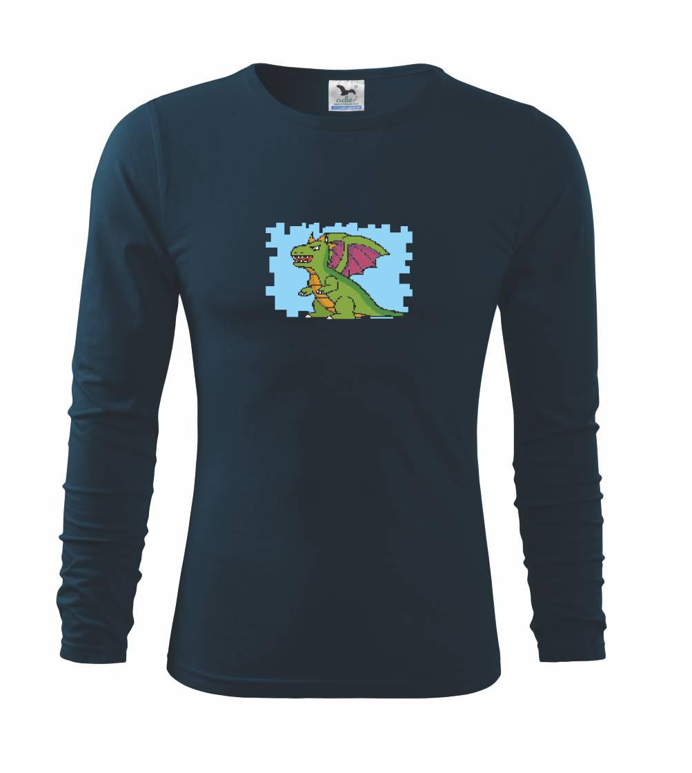Tričká pre ajťákov - Gamer - stará hra - drak - Tričko s dlhým rukávom FIT-T long sleeve