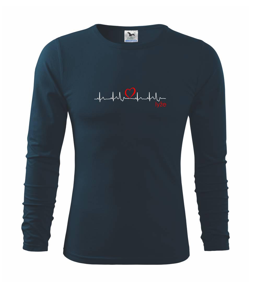 Lyže a Snowboard - Moje srdce bije pre lyže - Tričko s dlhým rukávom FIT-T long sleeve