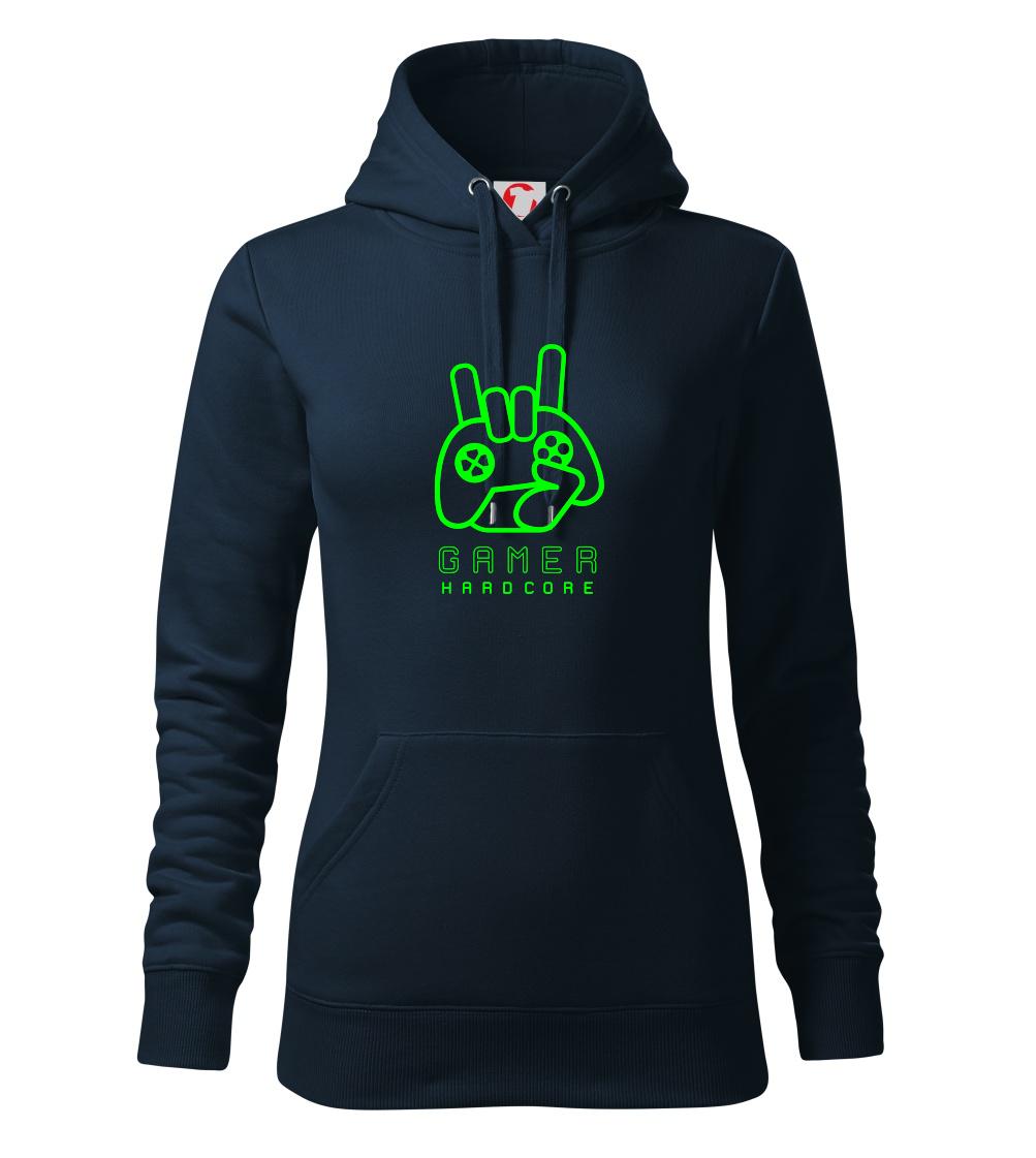 Tričká pre ajťákov - Hardcore gamer - ruka - zelená - Mikina dámská Cape s kapucí