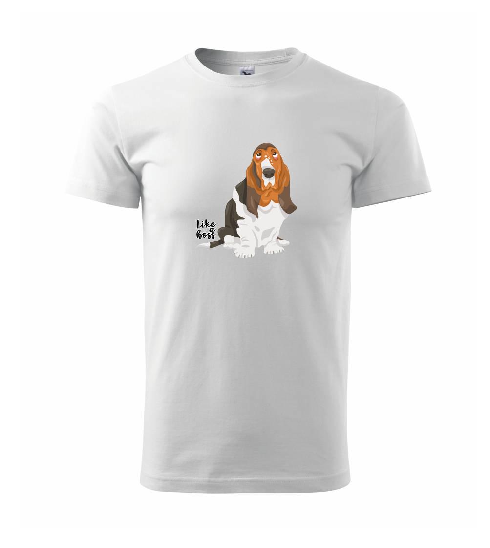Baset na tričku - Baset - like a boss - Tričko extra veľké  (5-8XL)