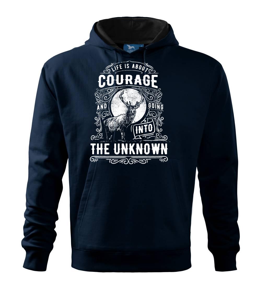 Tričká so zvieratami - Life Is About Courage - Mikina pánska Cape s kapucňou