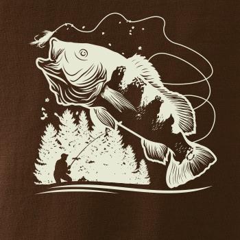 Rybár na brehu rybníka muškári