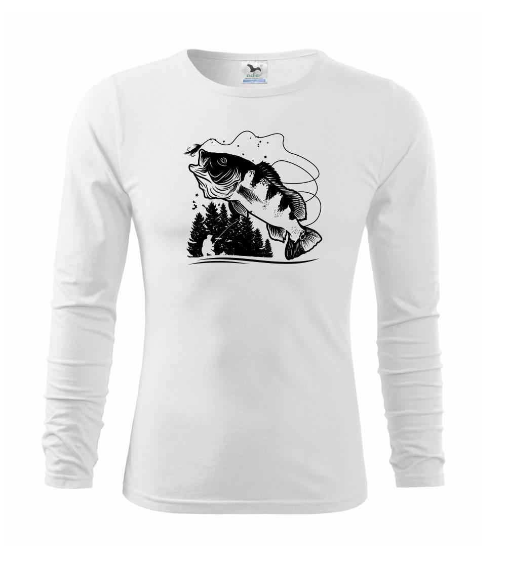 Tričká pre rybárov s potlačou - Rybár na brehu rybníka muškári - Tričko detské Long Sleeve