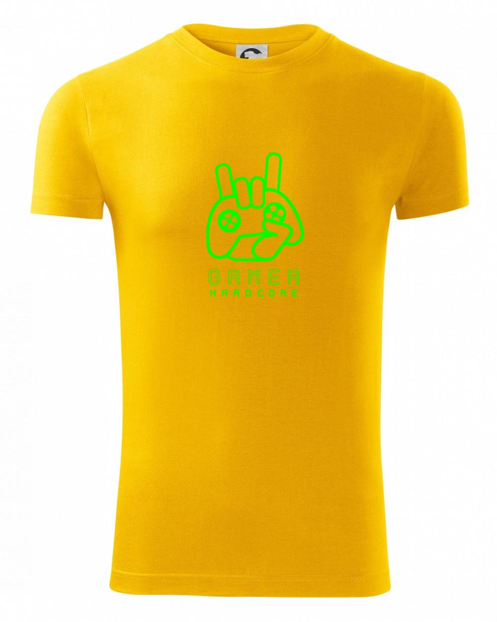Tričká pre ajťákov - Hardcore gamer - ruka - zelená - Viper FIT - Pánske zúžené tričko