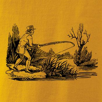 Kreslený rybár nahradzujúci