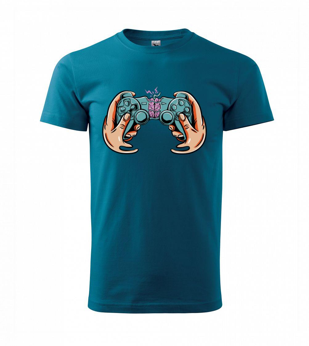 Tričká pre ajťákov - Gamer - mozog v gamepade - Tričko extra veľké  (5-8XL)