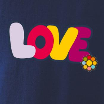 Love nápis s kvetinou