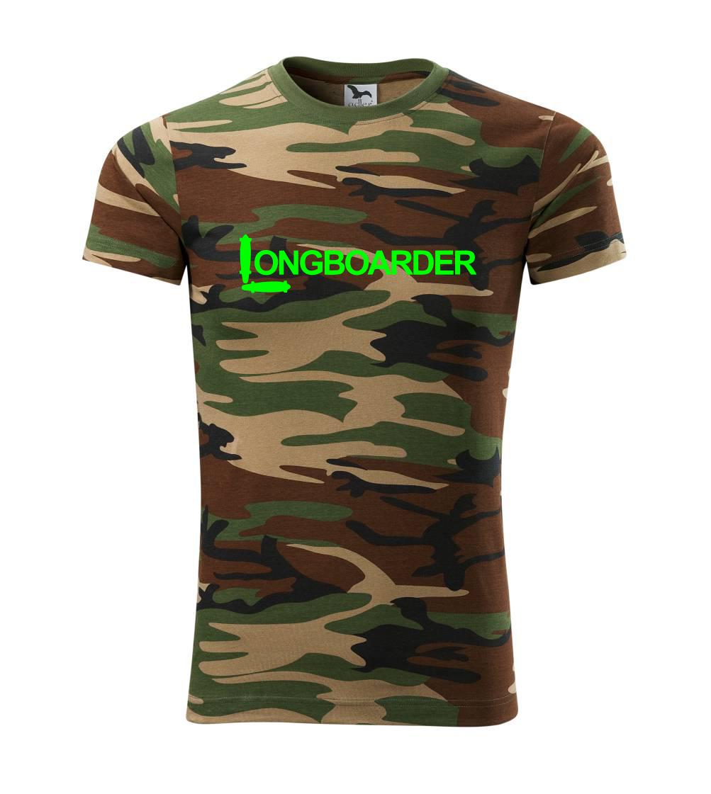 Longboard a Skatebord - Longboarder nápis - Army CAMOUFLAGE
