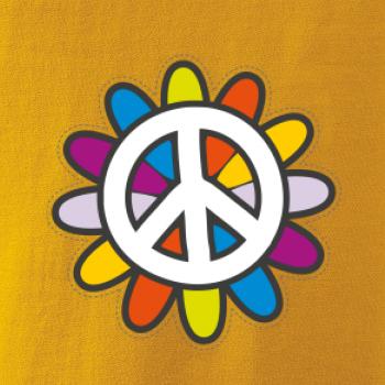 Peace symbol s kreslenou kvetinou