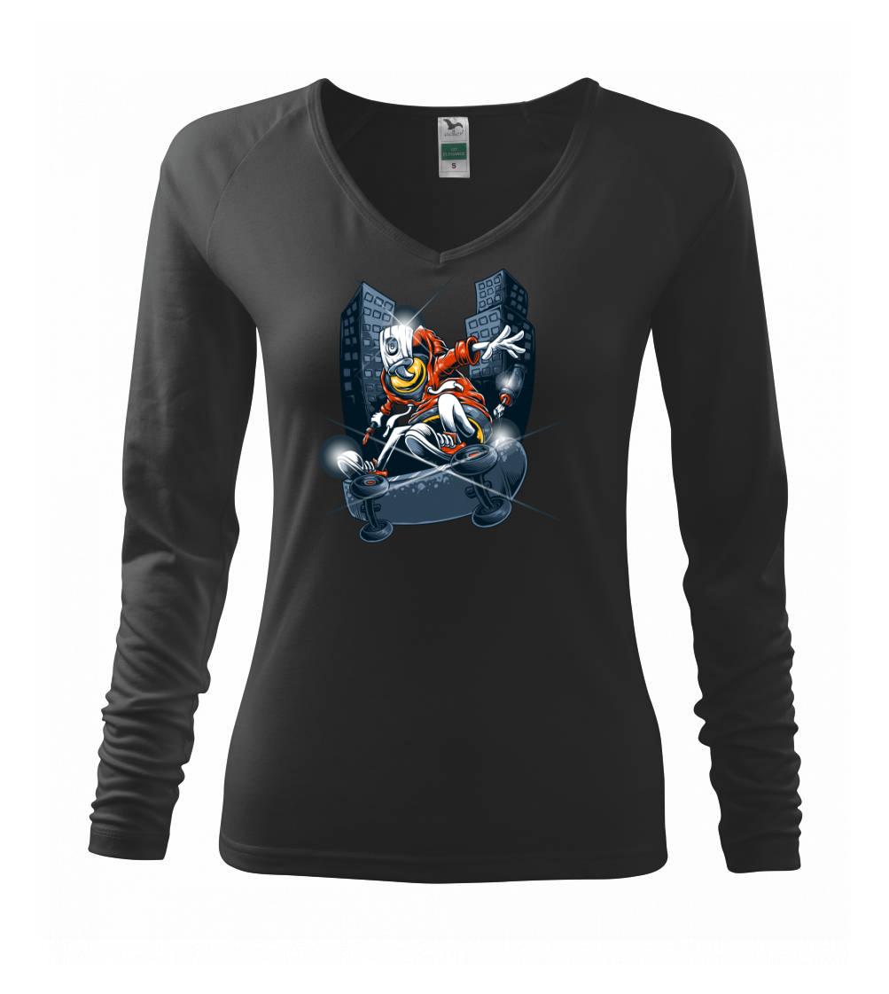 Longboard a Skatebord - Graffiti Spray Paint Riding SkateBoard - Tričko dámske Elegance