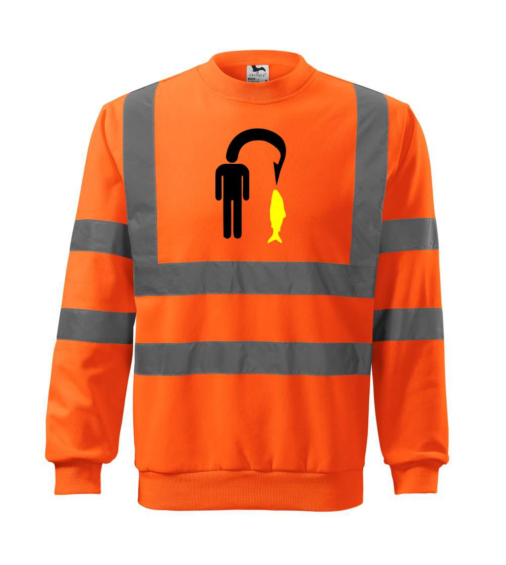 Tričká pre rybárov s potlačou - Rybárčenie - Človek na háčiku - Reflexná mikina