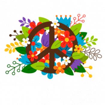 Peace symbol prerastený kvetinami Peace symbol prerastený kvetinami