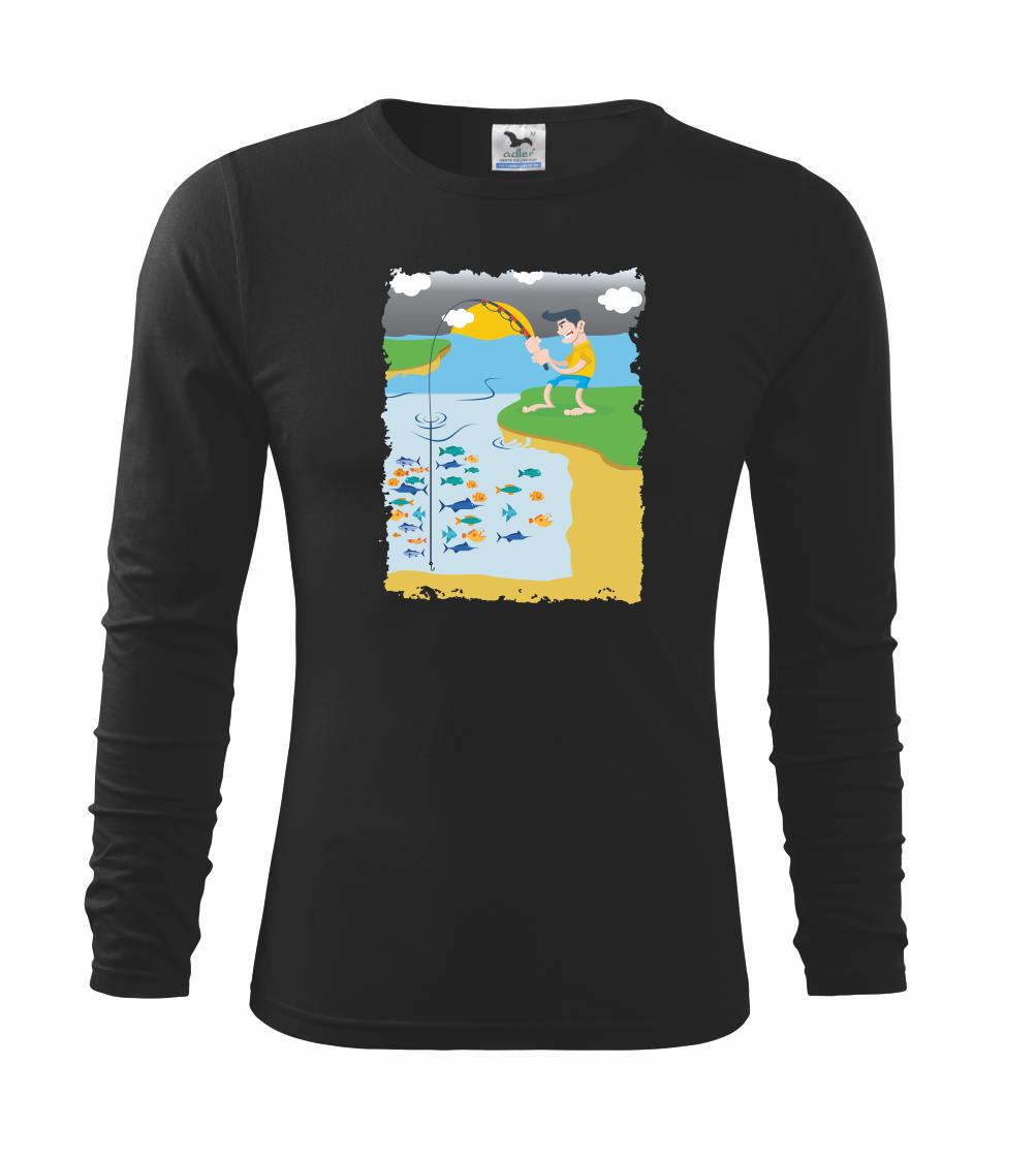 Tričká pre rybárov s potlačou - Rybár, ktorý má smolu farebný - Tričko detské Long Sleeve