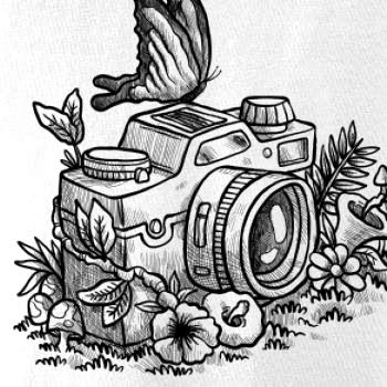 Foťák kreslený motýľ