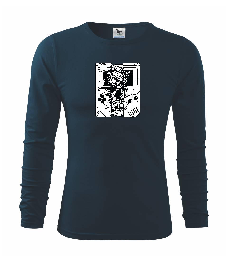 Tričká pre ajťákov - Gameboy Skull - Tričko s dlhým rukávom FIT-T long sleeve