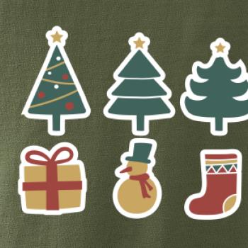 Vianočná sada - stromčeky a darčeky