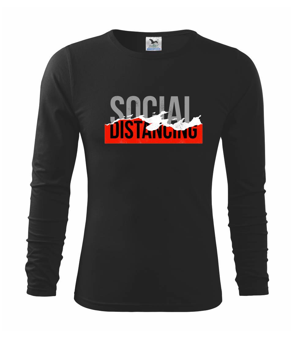 Corona social distancing nápis - Tričko detské Long Sleeve