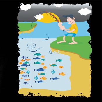 Rybár, ktorý má smolu farebný