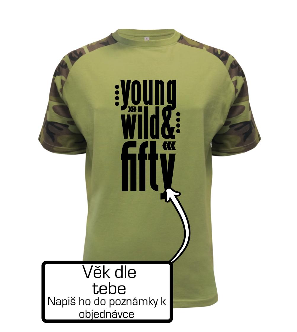 Tričká k narodeninám - Young Wild & (Tvoj vek) - Raglan Military