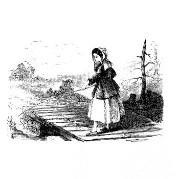 Kreslené dievča na rybách Kreslené dievča na rybách