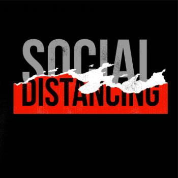 Corona social distancing nápis