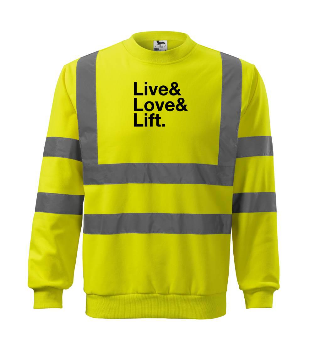 Posilňovani - Live, love, lift - Reflexná mikina