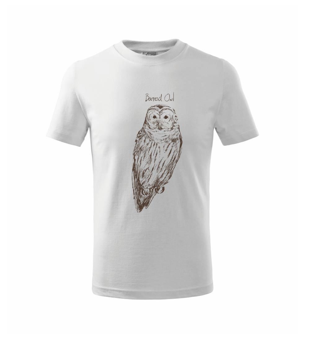 Tričká so zvieratami - Sova pásikavá  Barred owl - Tričko detské bavlnené