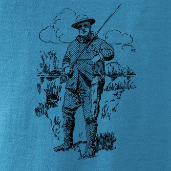 Kreslený rybár s úlovkom