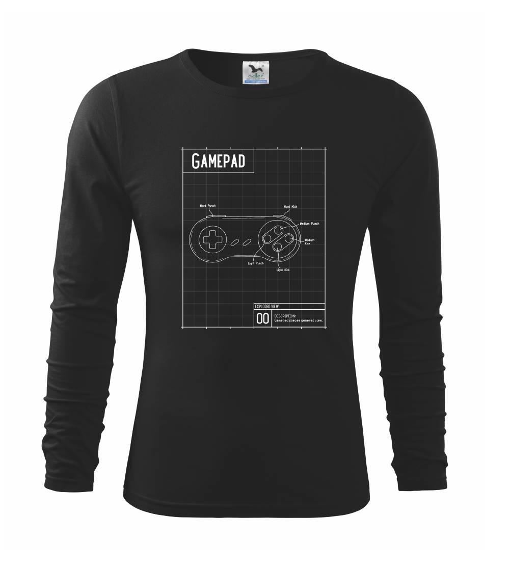 Tričká s témou herných konzol - Nákres Gamepad jednoduchý - Tričko detské Long Sleeve