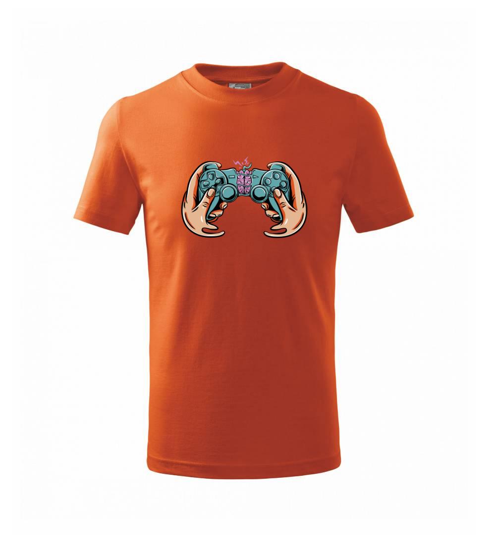 Tričká pre ajťákov - Gamer - mozog v gamepade - Tričko detské bavlnené