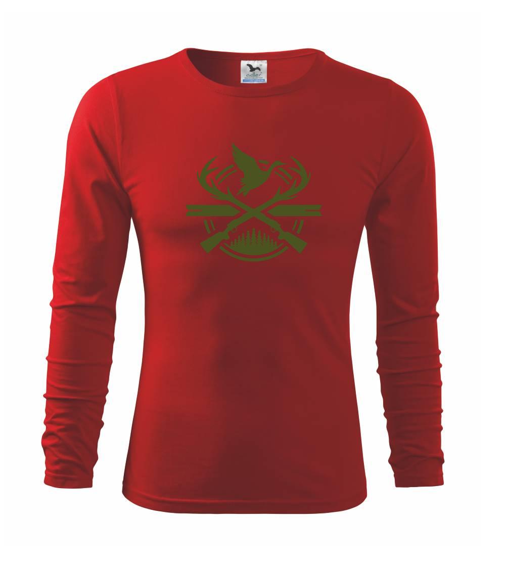 Tričká pre poľovníkov a drevorubačov - Lovec a kačice - zelený - Tričko detské Long Sleeve