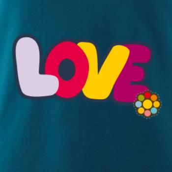 Love nápis s kvetinou