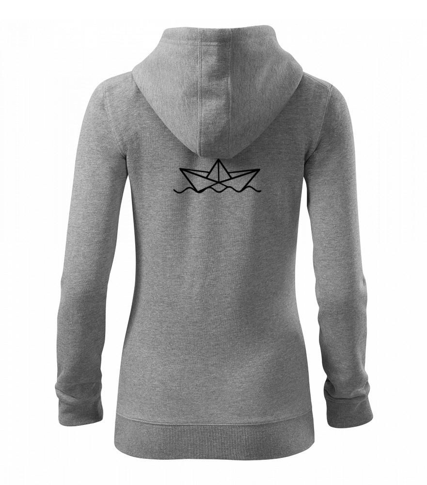 Vodácke tričká - Papierová loďka na vode - Mikina dámska trendy zipper s kapucňou