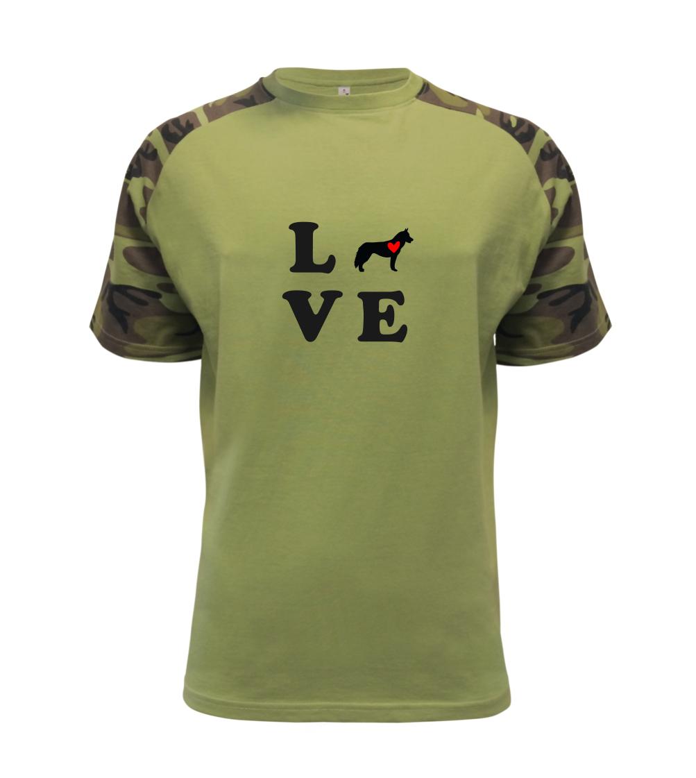 Tričká s motívom Sibírsky husky - Husky love - Raglan Military