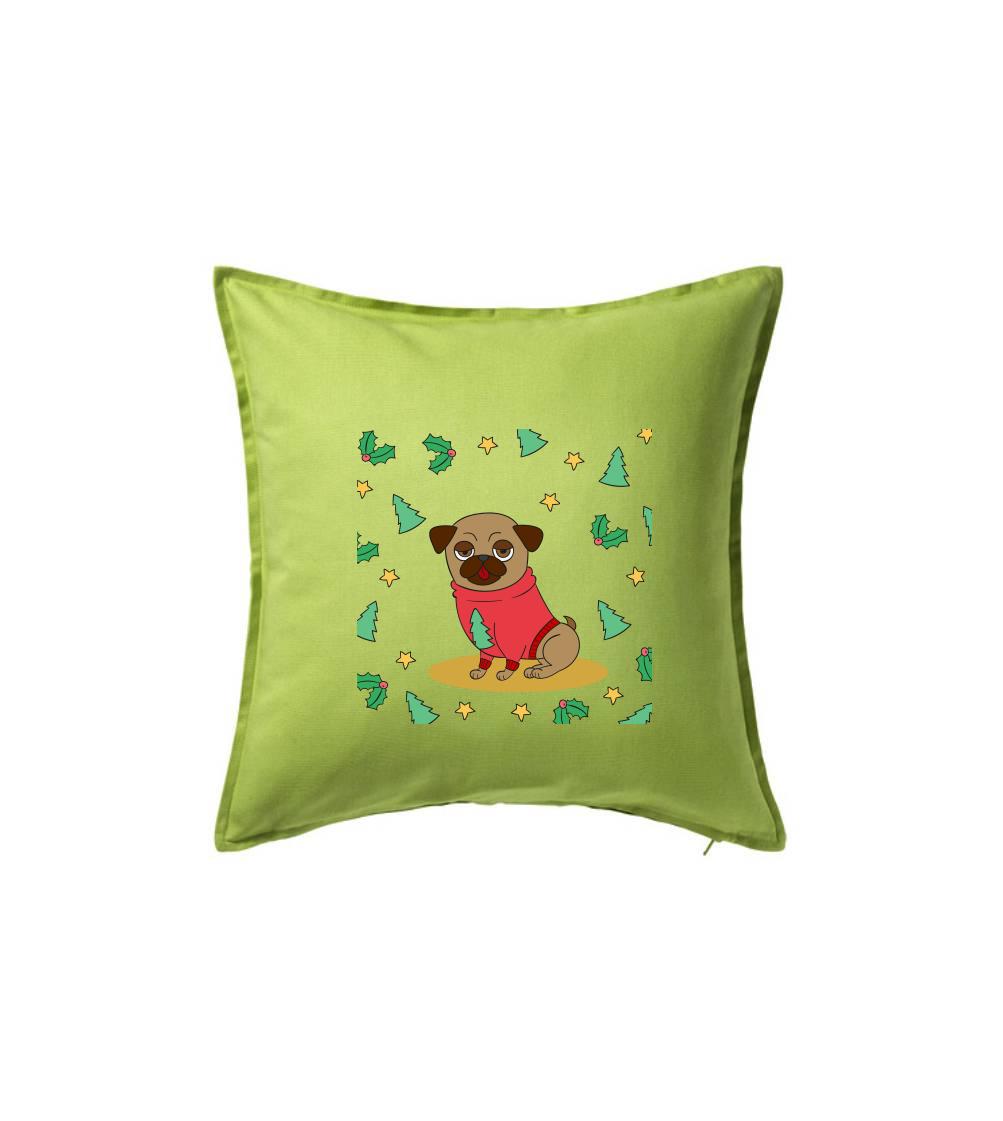 Vianočné tričká - Vianočný mops - Vankúš 50x50