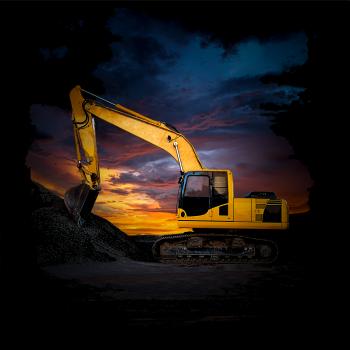 Bager pri západe Bager pri západe