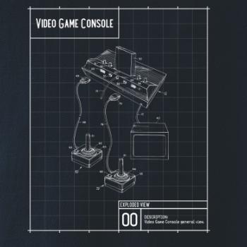 Nákres video game console s joystickom